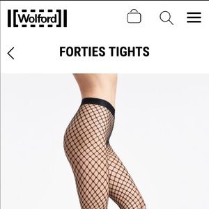 NWT Wolford Black Fishnet Seamless “Forties” Tights size Small